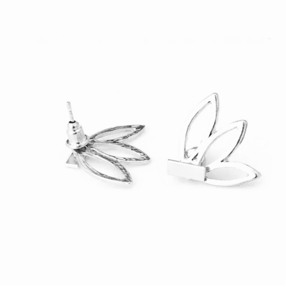 NEW Silver Lotus Jacket Earrings - Picture 5 of 8